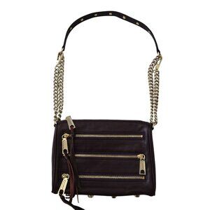 Rebecca Minkoff Maroon Leather Crossbody Bag Gold Chain Strap Zipper FLAW